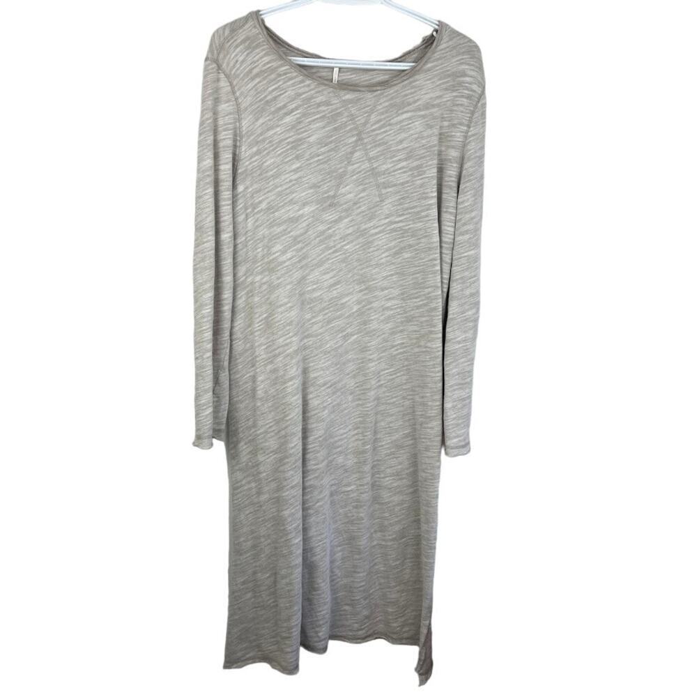 Free people long sleeve tunic burn out top midi shirt dress womens size Large